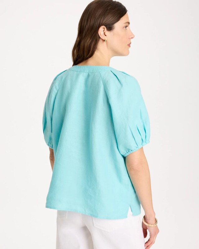 Linen Trapunto Popover Top - image 3